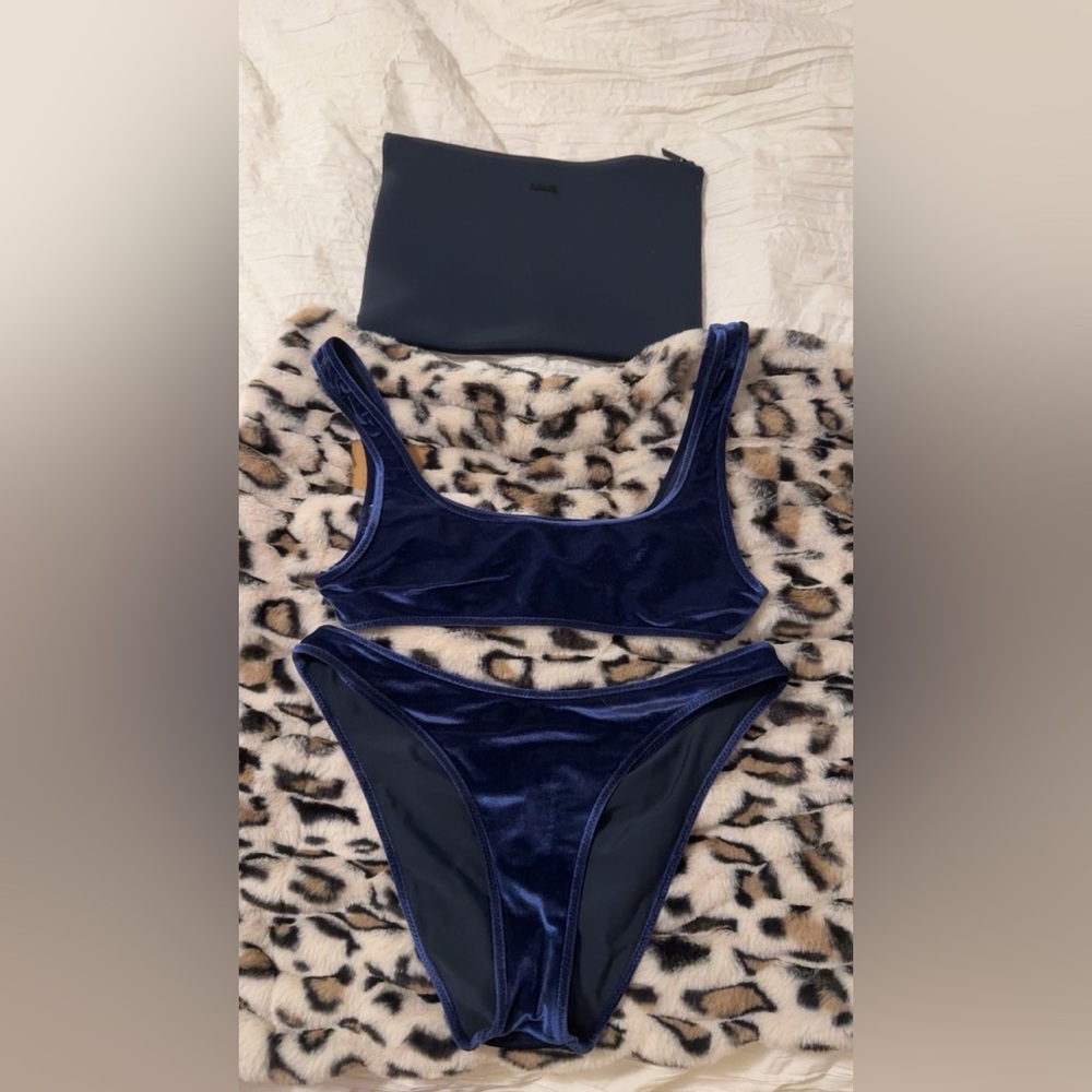 Navy Blue Velvet Triangl bikini